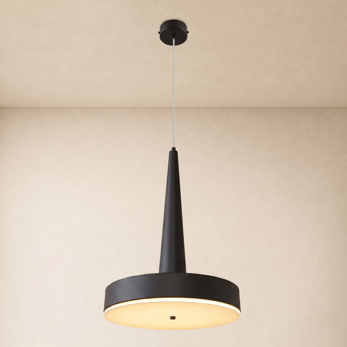 Pietra Lume Milk White Marble Cone Pendant 14"D