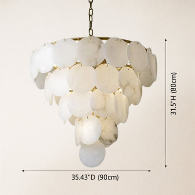 Egwent Alabaster Dish Magnolia Multi-Tiered Round Chandelier 35"D#Finish_Gold