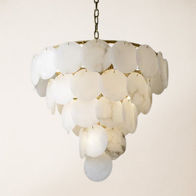 Egwent Alabaster Dish Magnolia Multi-Tiered Round Chandelier 35"D#Finish_Gold