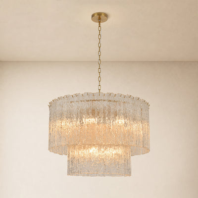 Aurellise Textured Glass Tiered Round Chandelier 36"D