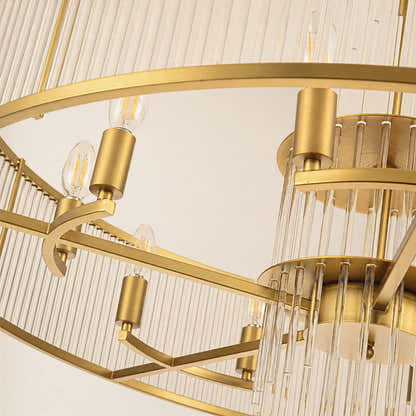 Virellune Glass Rod Round Chandelier 24" 36"D
