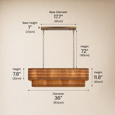 Cavana Rattan Tiered Rectangular Chandelier 36"W 