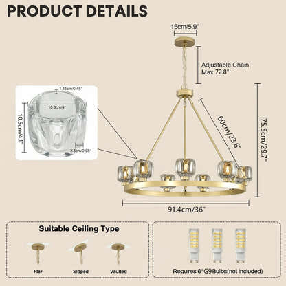 Vellum Round Chandelier 36"D
