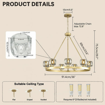 Vellum Round Chandelier 91cm D