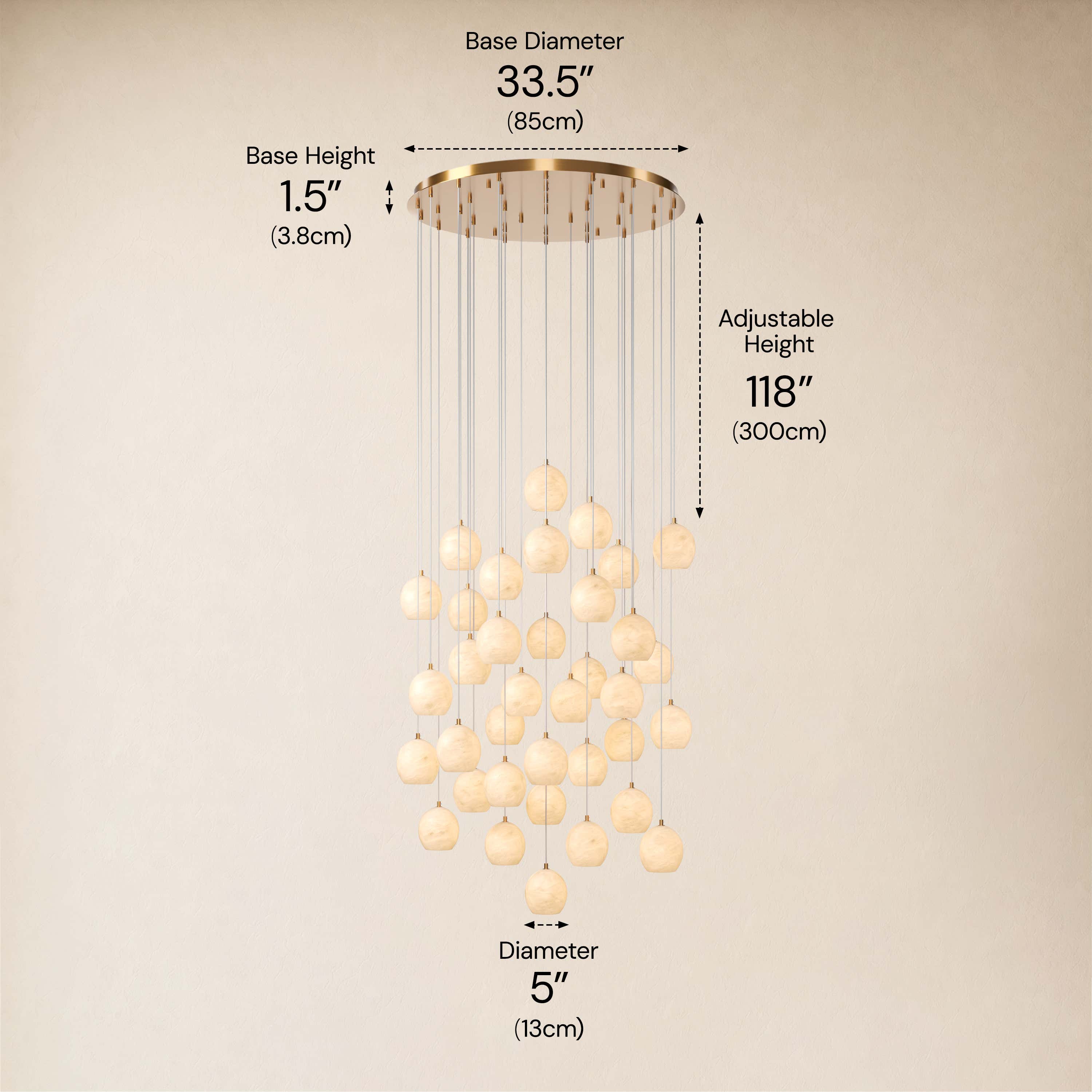 Quorvyn Resin Globe Round Chandelier dimensions 6