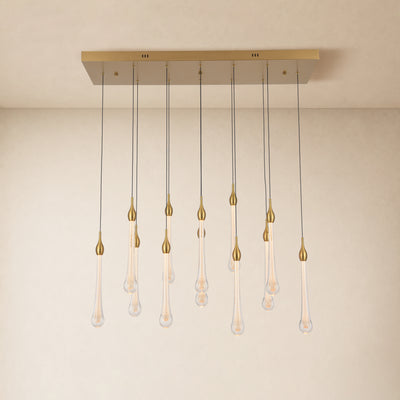 Olivene Glass Teardrop Rectangular Chandelier 37"W 