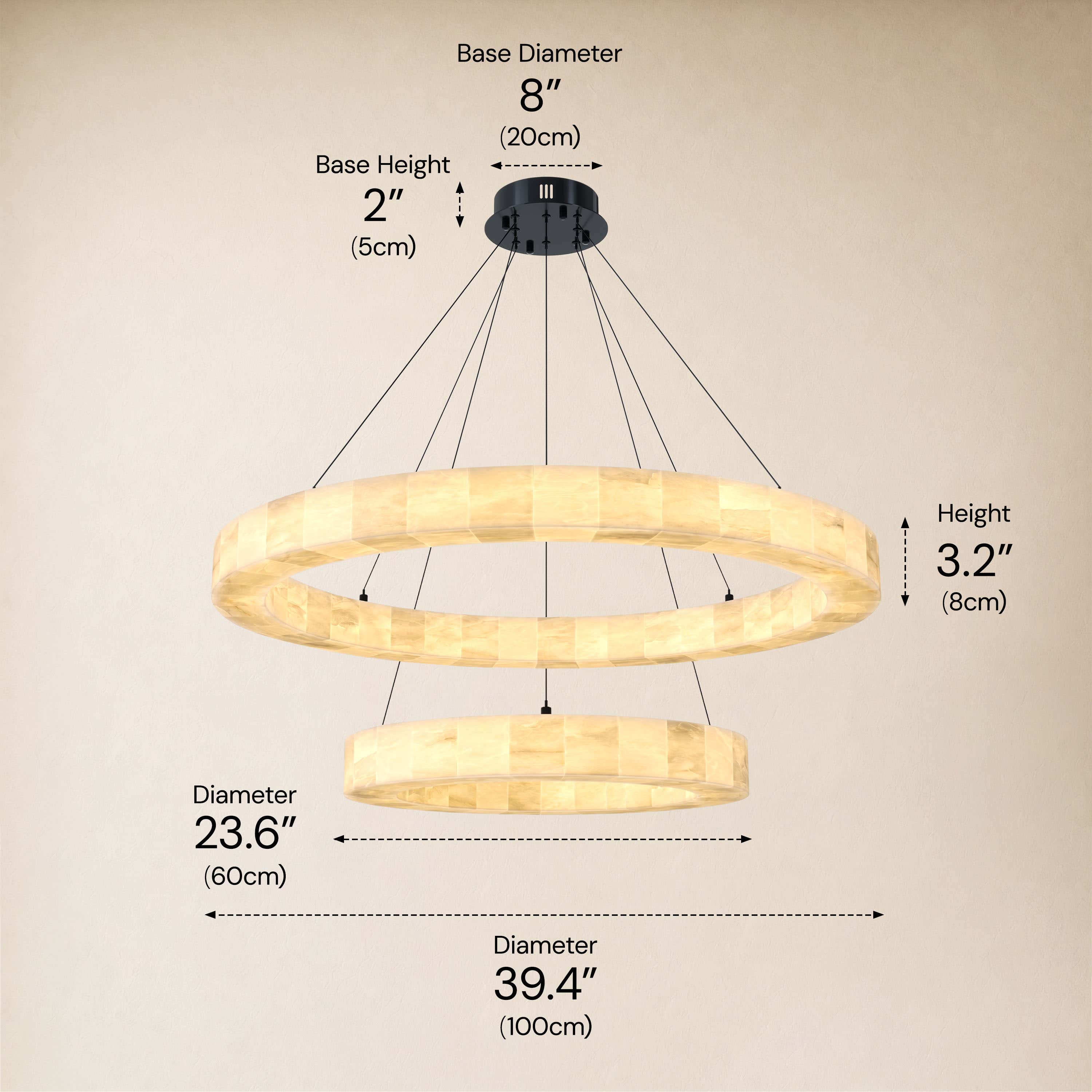 Soluna Alabaster 2 Tiered Custom Round Chandelier
