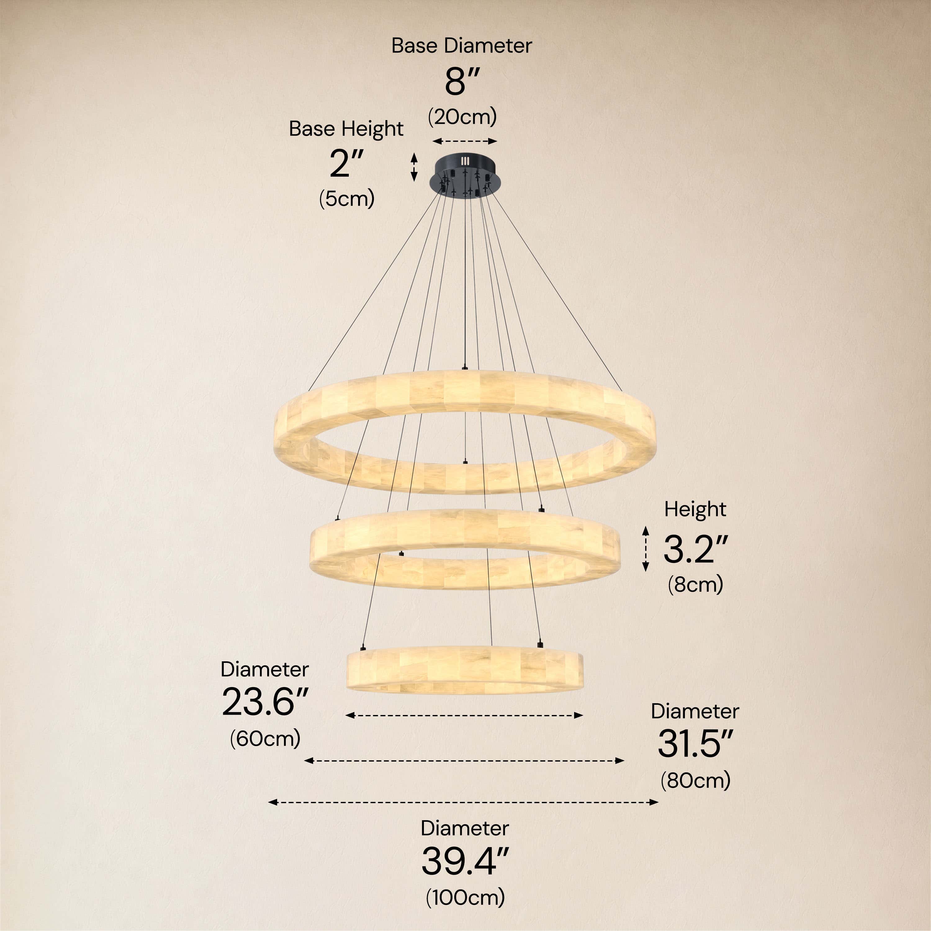 Soluna Alabaster 3 Tiered Custom Round Chandelier