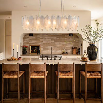 Avelis Glass Feather Linear Chandelier 80cm W