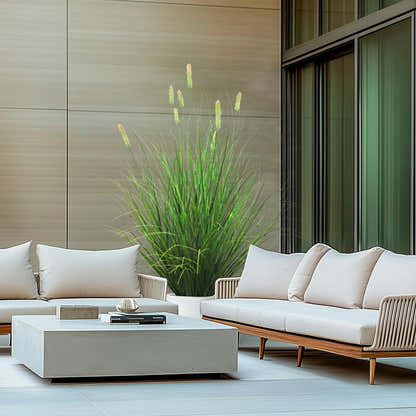 Artificial 8-Head Short Pine Grass with Curved Onion Grass Bonsai 110cm H