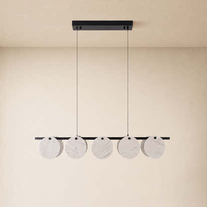 Pietra White Marble Disc Linear Chandelier 47.2"W