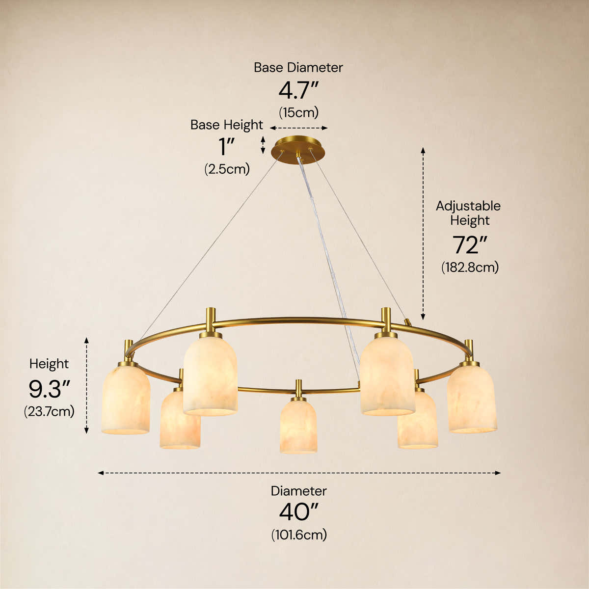 Axis Resin Ring Chandelier 40"D dimensions 1