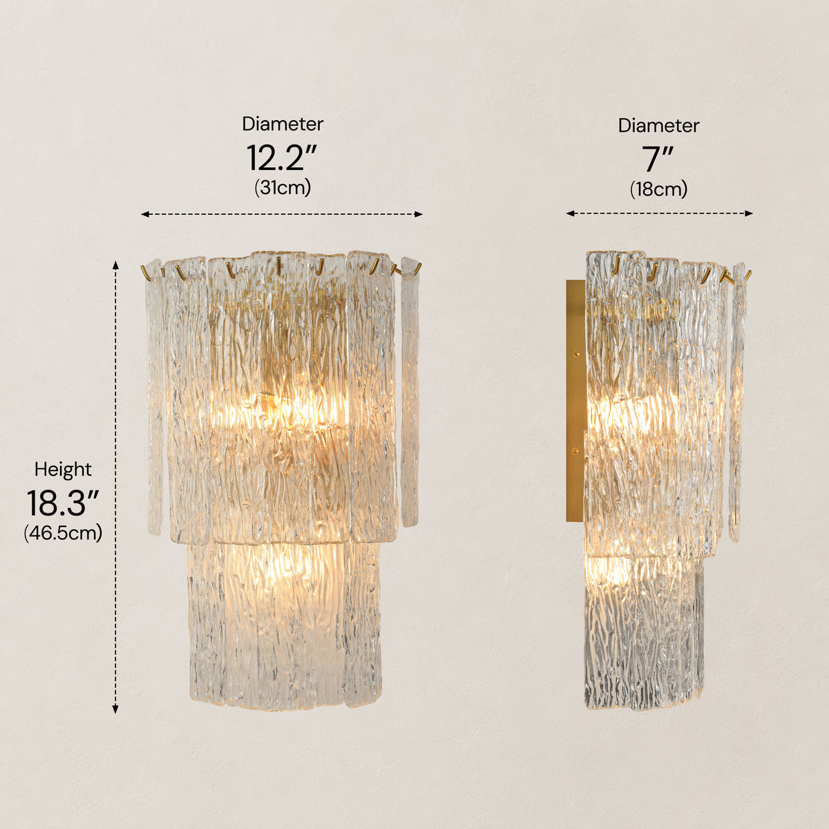 Solvienne Textured Glass Tiered Wall Sconce 10"W 