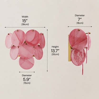 Auralis Pink Glass Disc Wall Sconce 15"W