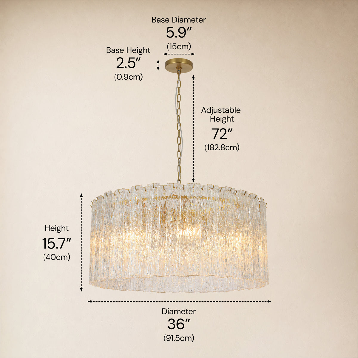 Aurellise Textured Glass Round Chandelier 36"D