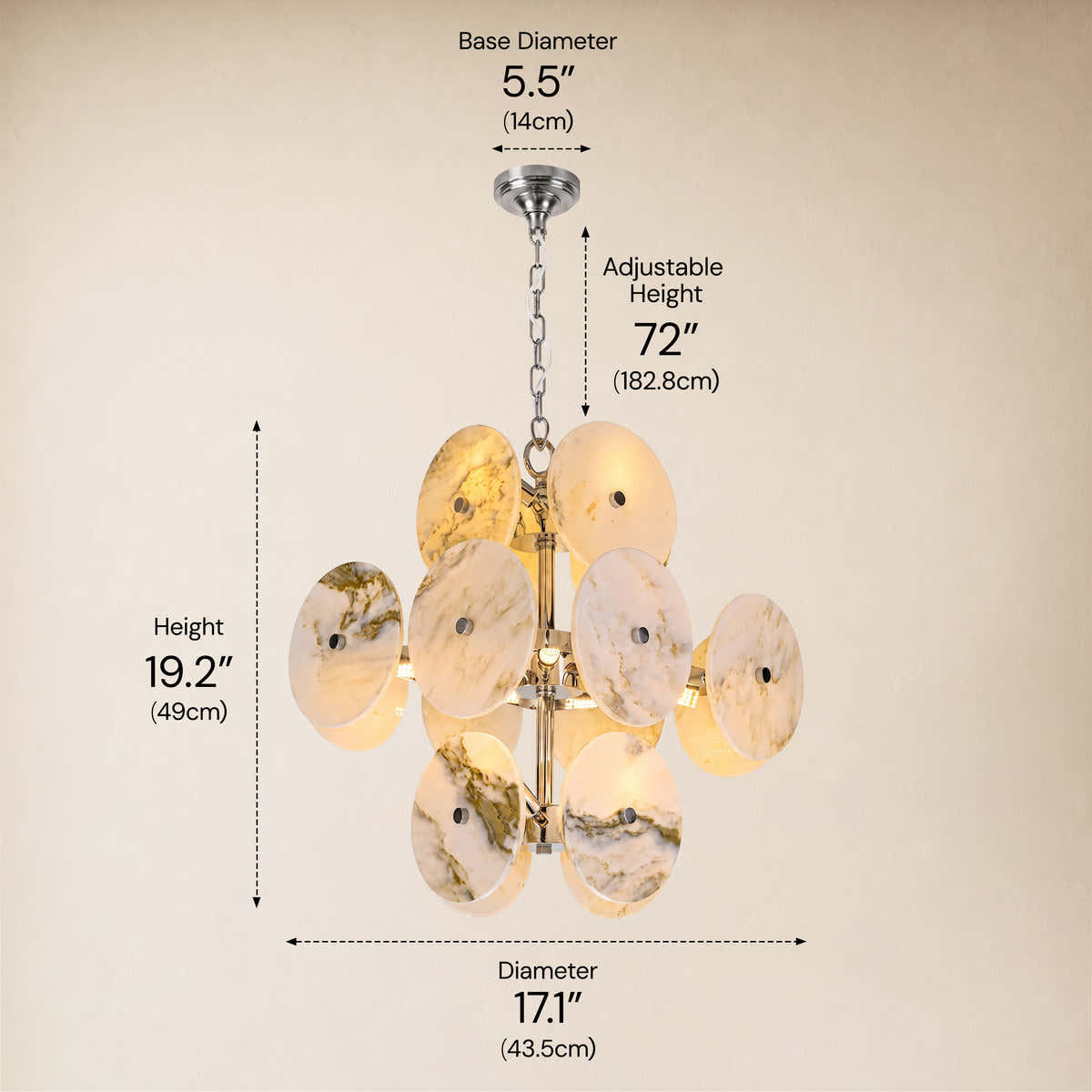 Pietra Landscape Marble Disc Pendant 17.7"D dimensions 1