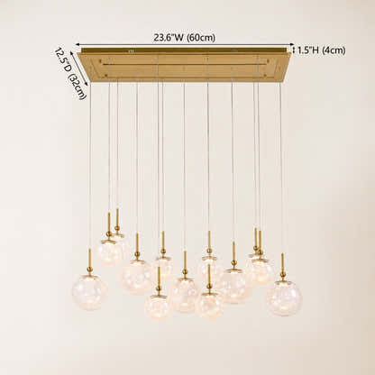 Elowen Crackled Glass Cluster Rectangular Chandelier