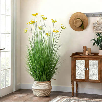 Artificial 11-Head Carrot Flower with Curved Onion Grass Bonsai 140cm H