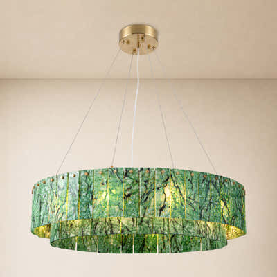 Pietra Verde Stone Tiered Round Chandelier 31.4"D