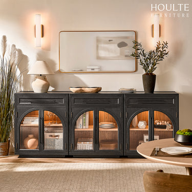 Alvar Arched 96" Oak Sideboard with Drawers(Set of 3)