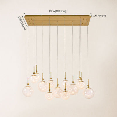 Elowen Crackled Glass Cluster Rectangular Chandelier 23.6"W