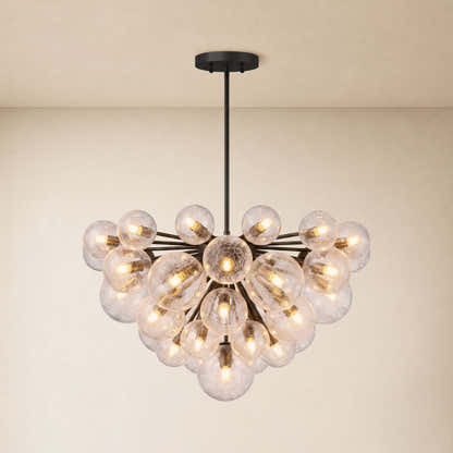 Elowen Crackled Glass Cluster Round Chandelier 24" 35"D