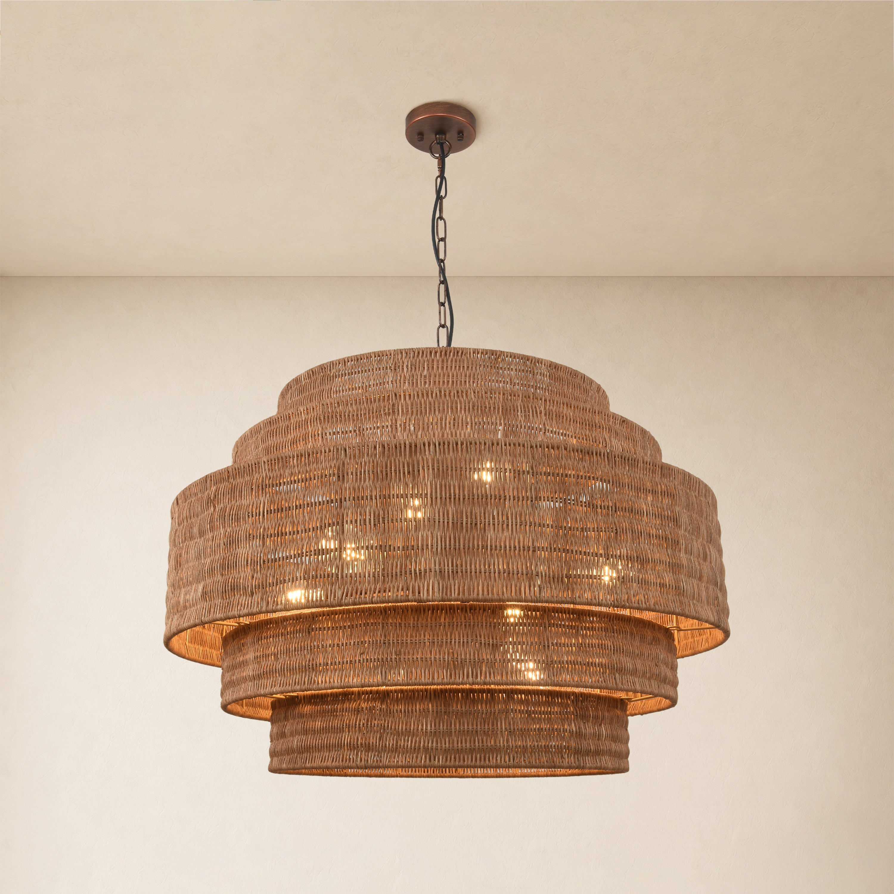 Cavana Rattan Round Chandelier 32