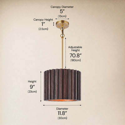 Virelune Wood Fluted Round Ceiling Light 11.8"D 