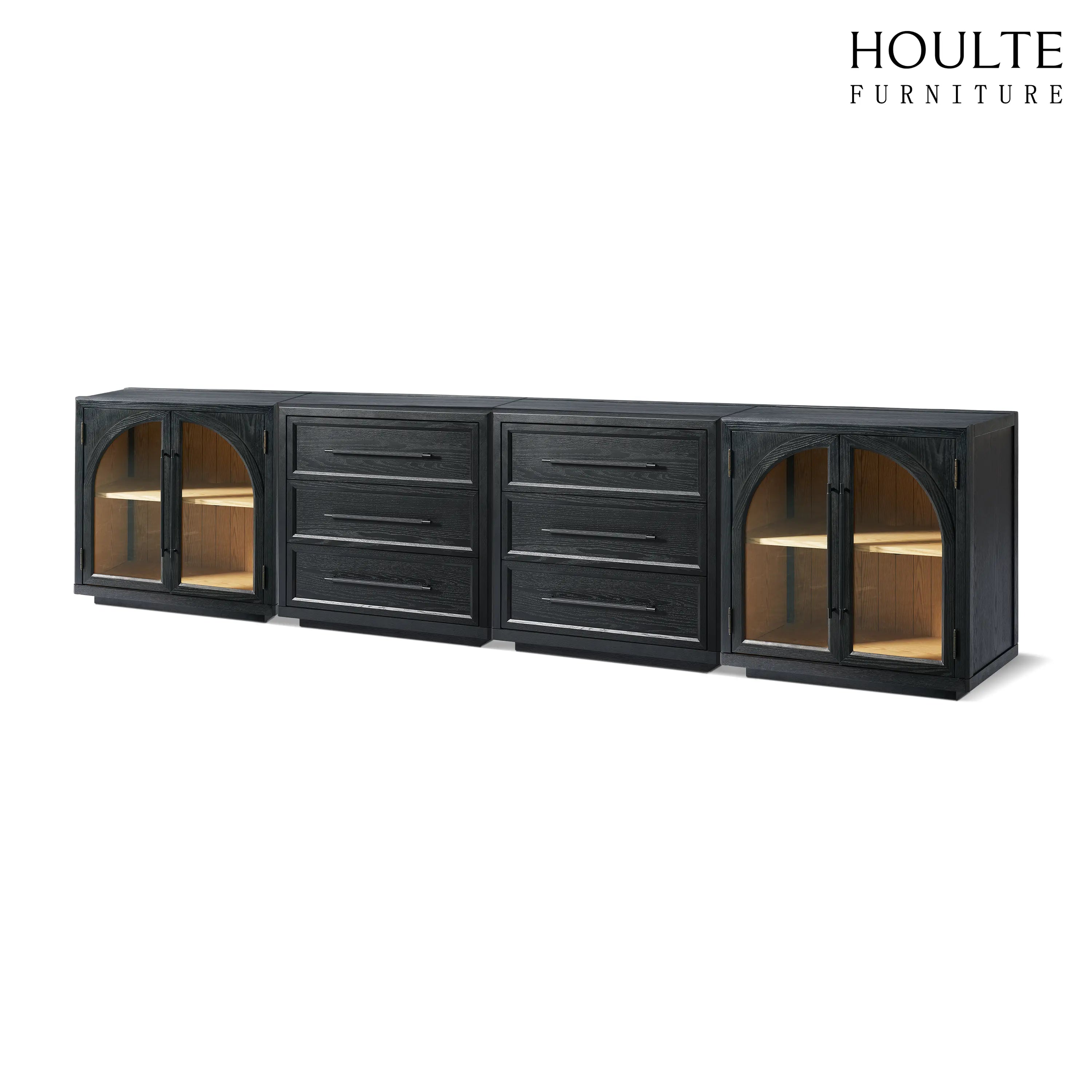Alvar Arched 128″ Oak Modular Media Console(Set of 4)