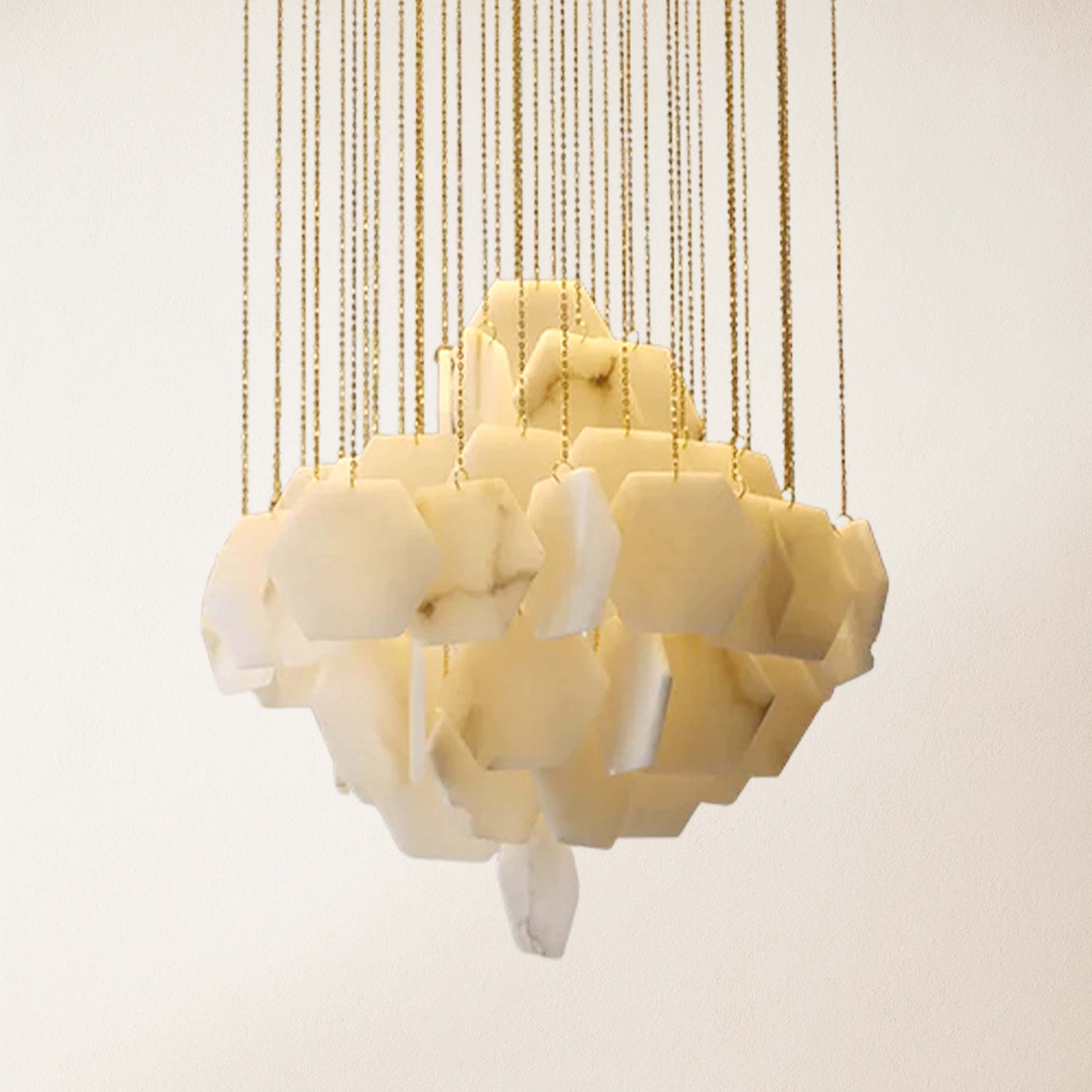 Talan Multi-layer Irregular Alabaster Chandelier 31.5"D#Finish_Gold