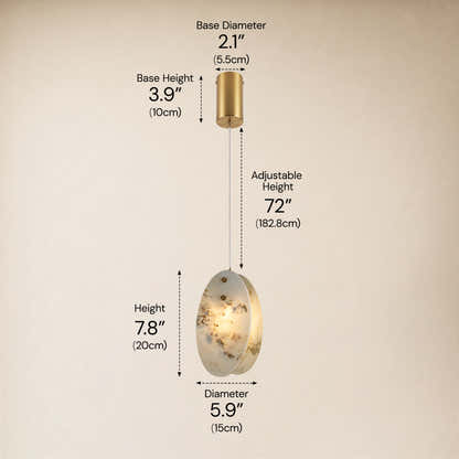 Pietra Marble Oval Pendant Light 5.9"D