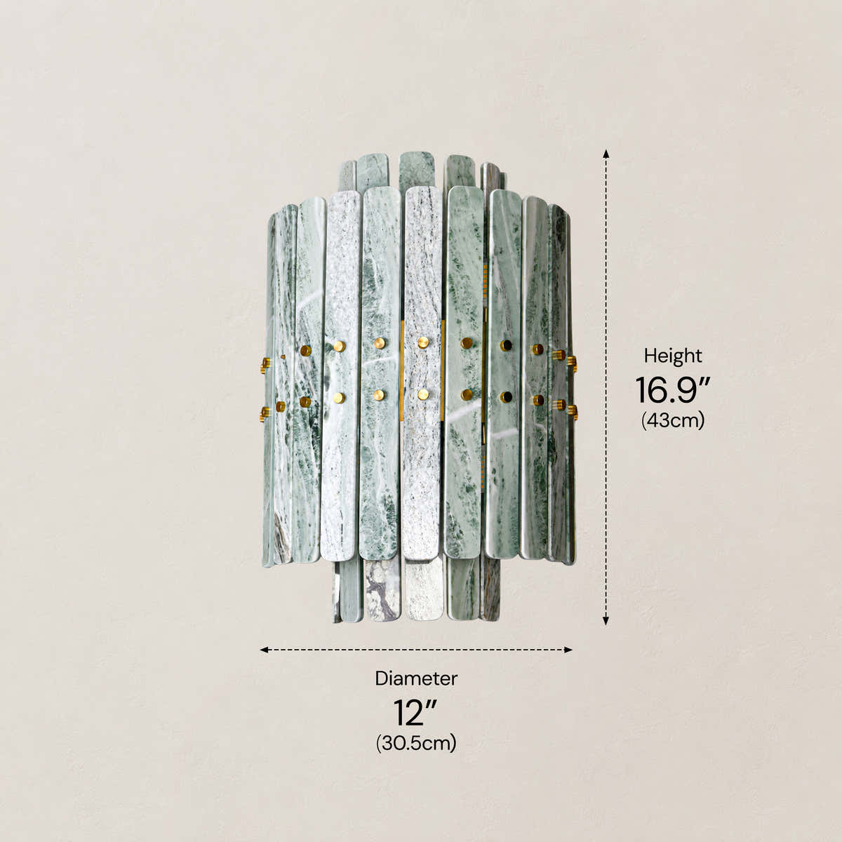 Pietra Victoria Green Marble Round Wall Sconce 11.8"D dimensions 1