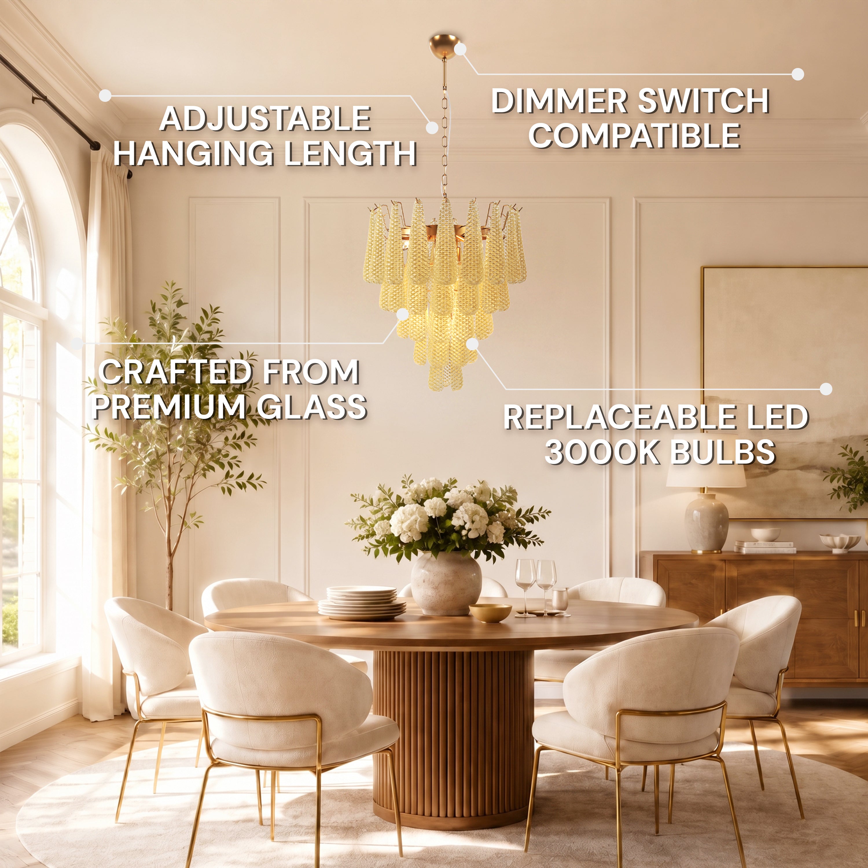Veloria Textured Glass Tiered Round Chandelier 18"D