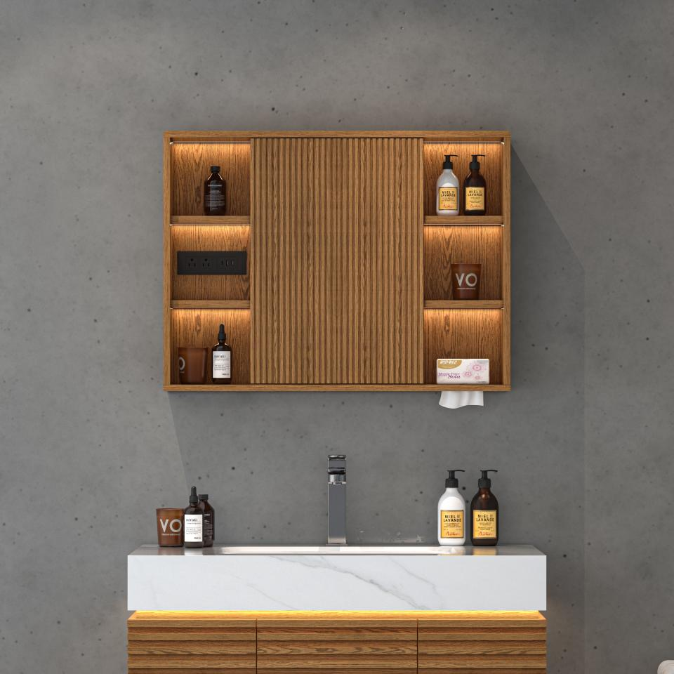 Isla Oak Vanity with Mirror 35.4"