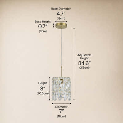 Lucentra Crystal Round Pendant 7"W