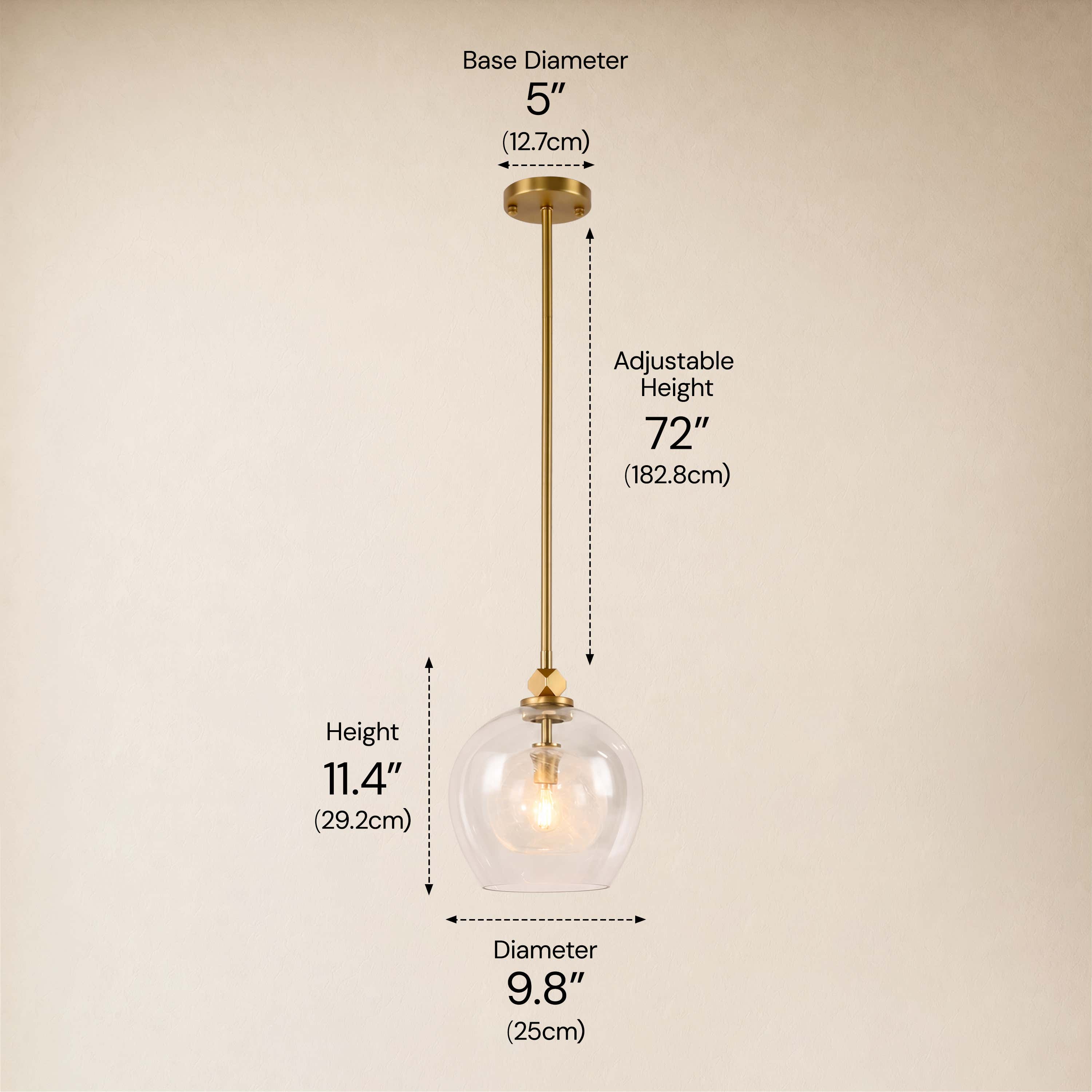 Aurevin Clear Glass Globe Pendant 9.8"D