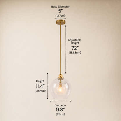 Aurevin Clear Glass Globe Pendant 9.8"D