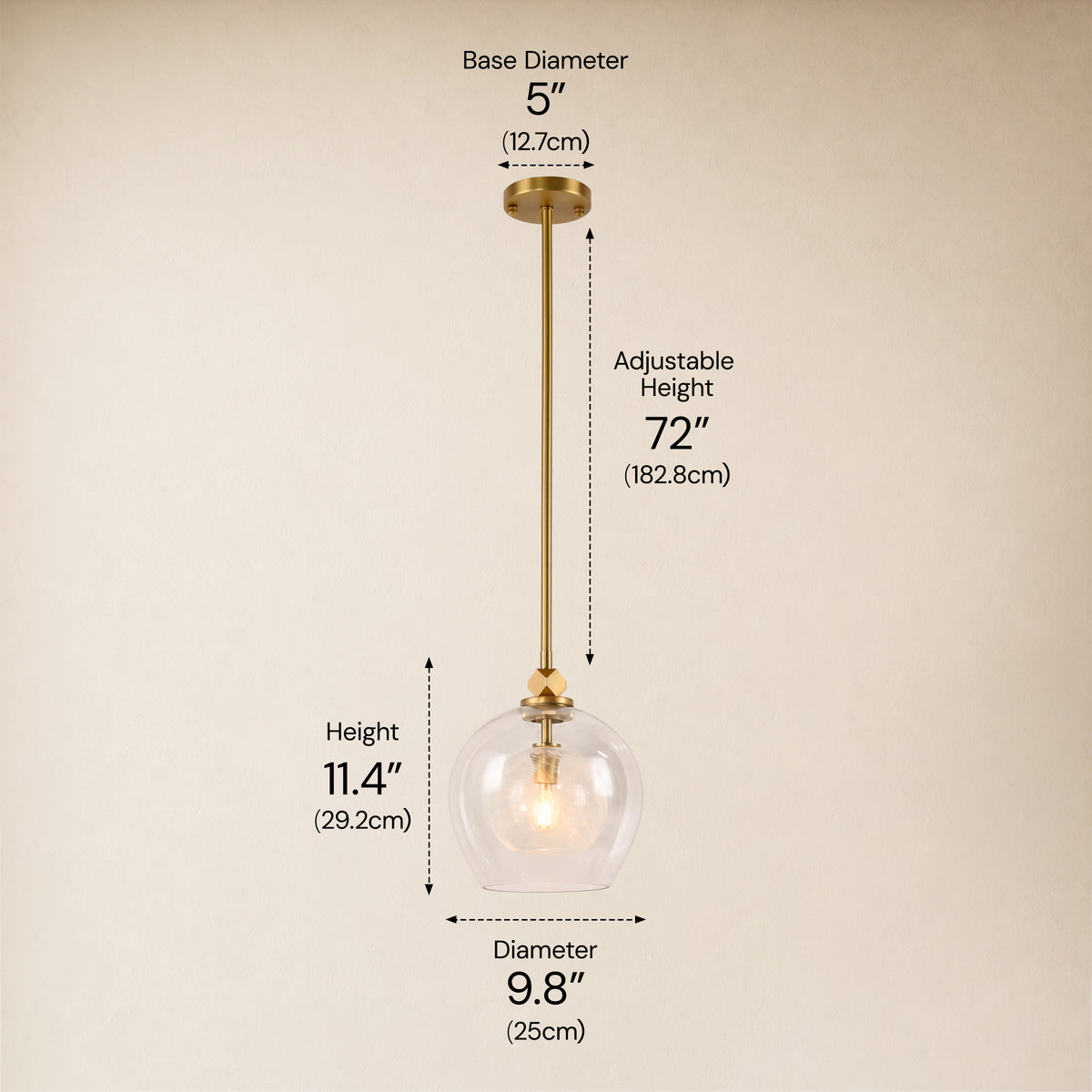 Aurevin Clear Glass Globe Pendant 9.8"D