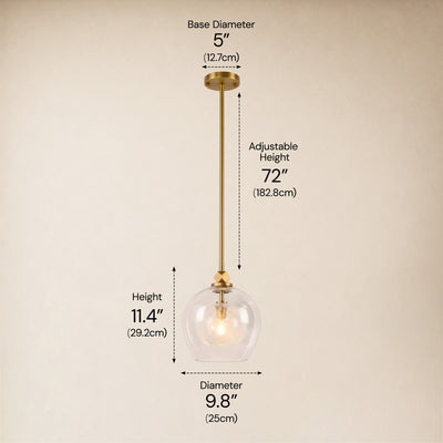 Aurevin Clear Glass Globe Pendant 9.8"D