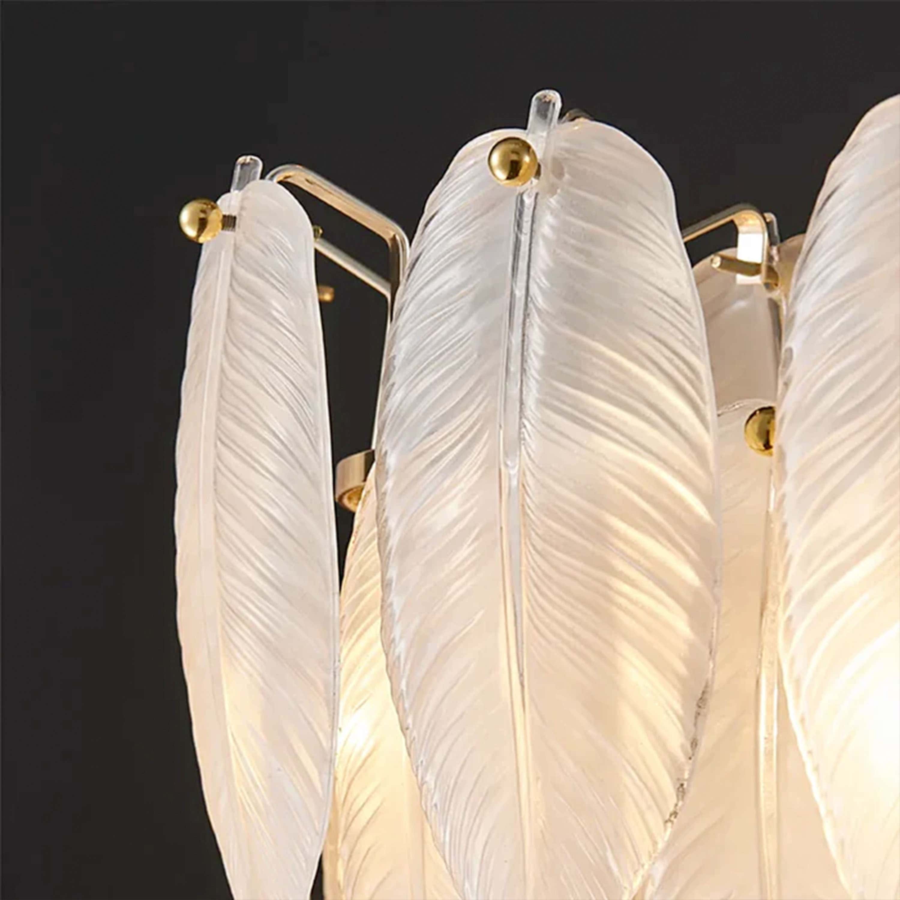 Avelis Glass Feather Linear Chandelier 80cm W