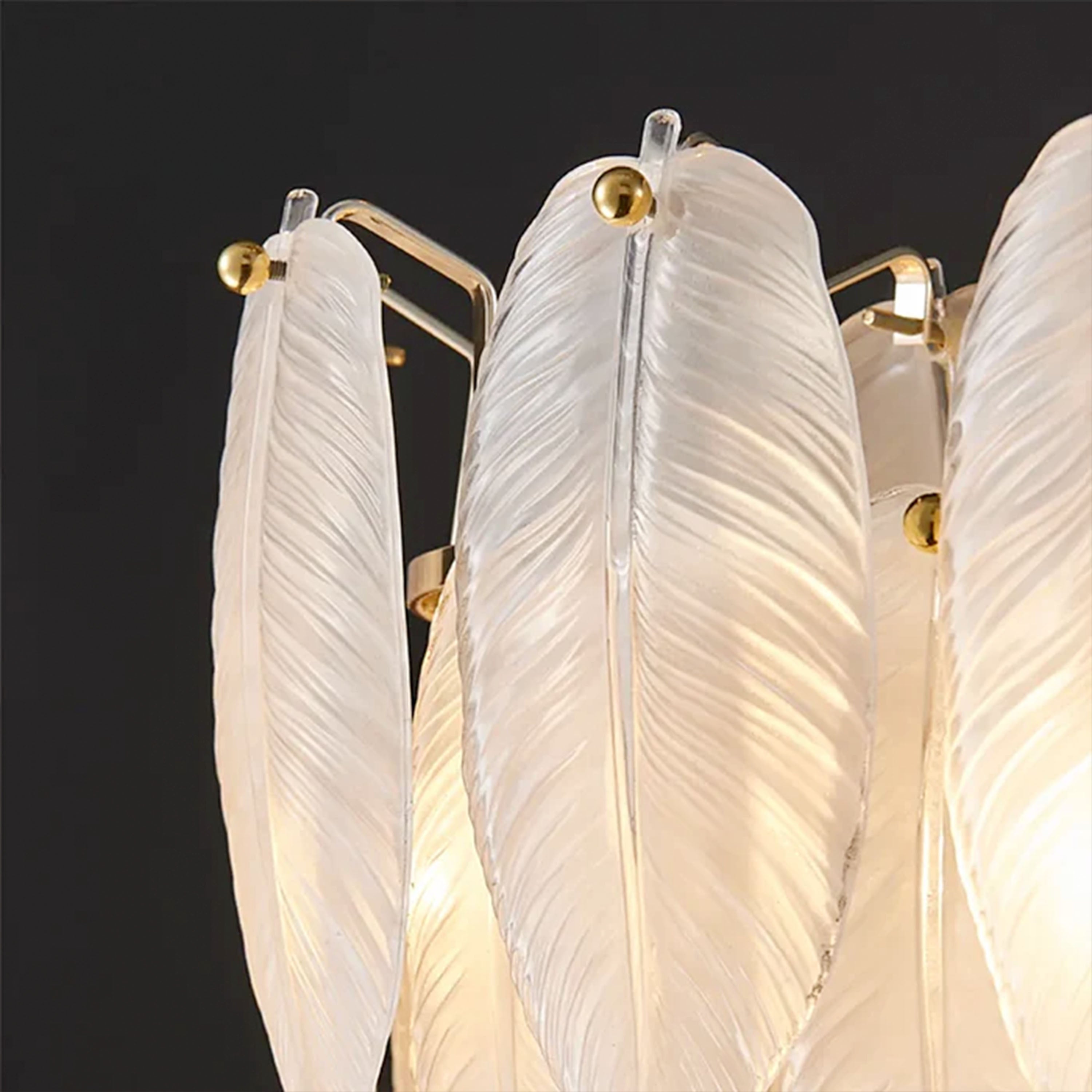 Avelis Glass Feather Linear Chandelier 80cm W