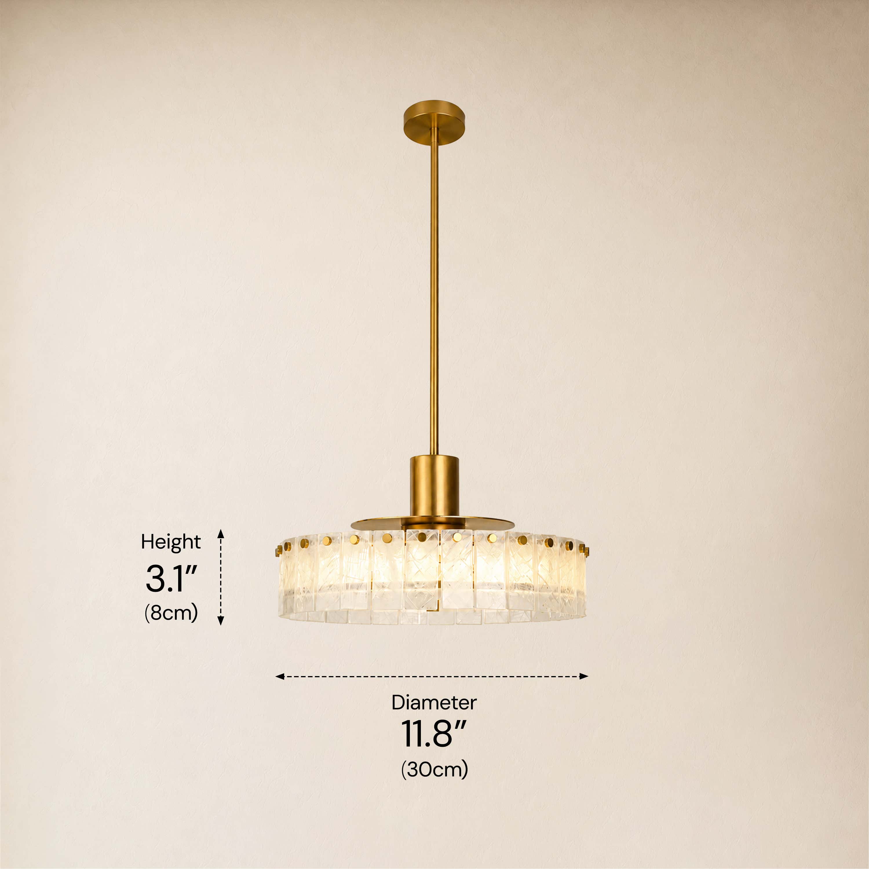 Pietra Crystal Stone Round Pendant 11.8"D