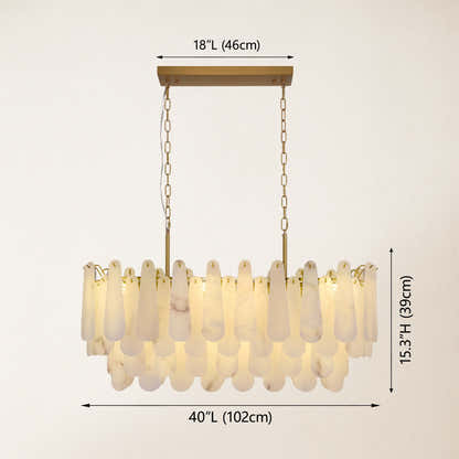 Caldera Alabaster Rectangular Chandelier 40"