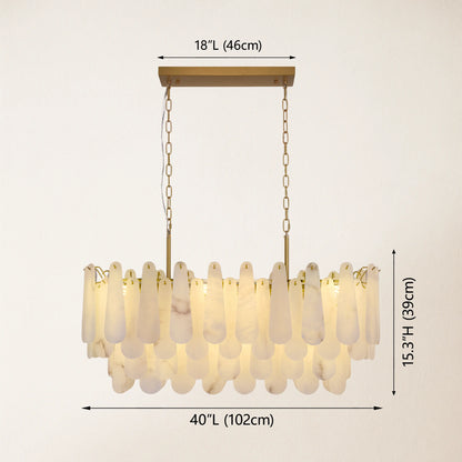 Caldera Alabaster Rectangular Chandelier 100cm