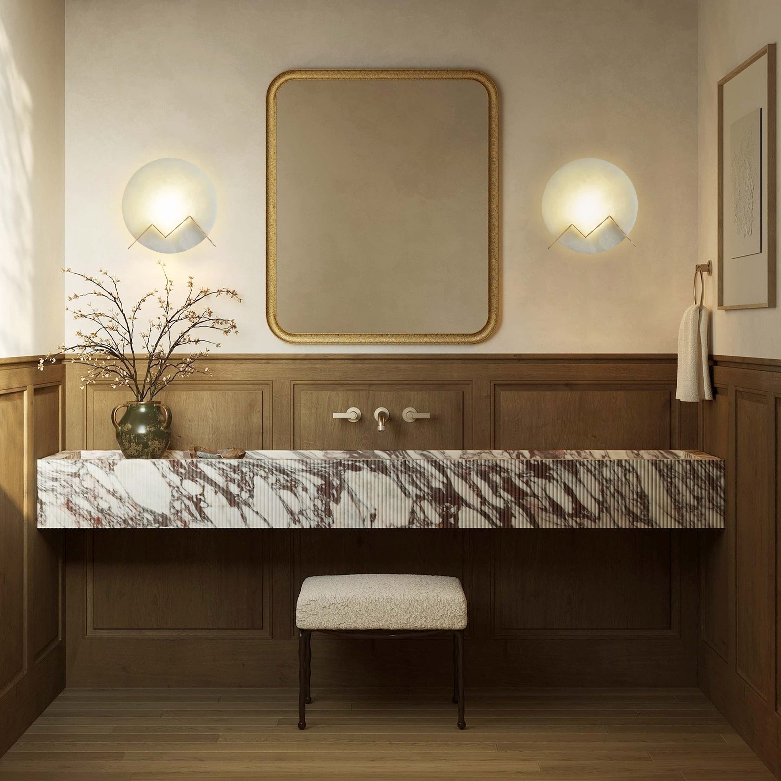 M Letter Alabaster Dish Wall Sconce 20cm D