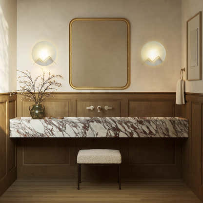 M Letter Alabaster Dish Wall Sconce 20cm D