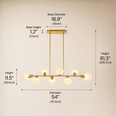 Calantha Petal Glass Linear Chandelier 54"D