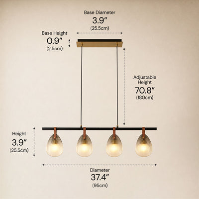 Veyra Shell Glass Leather Linear Chandelier 37"D