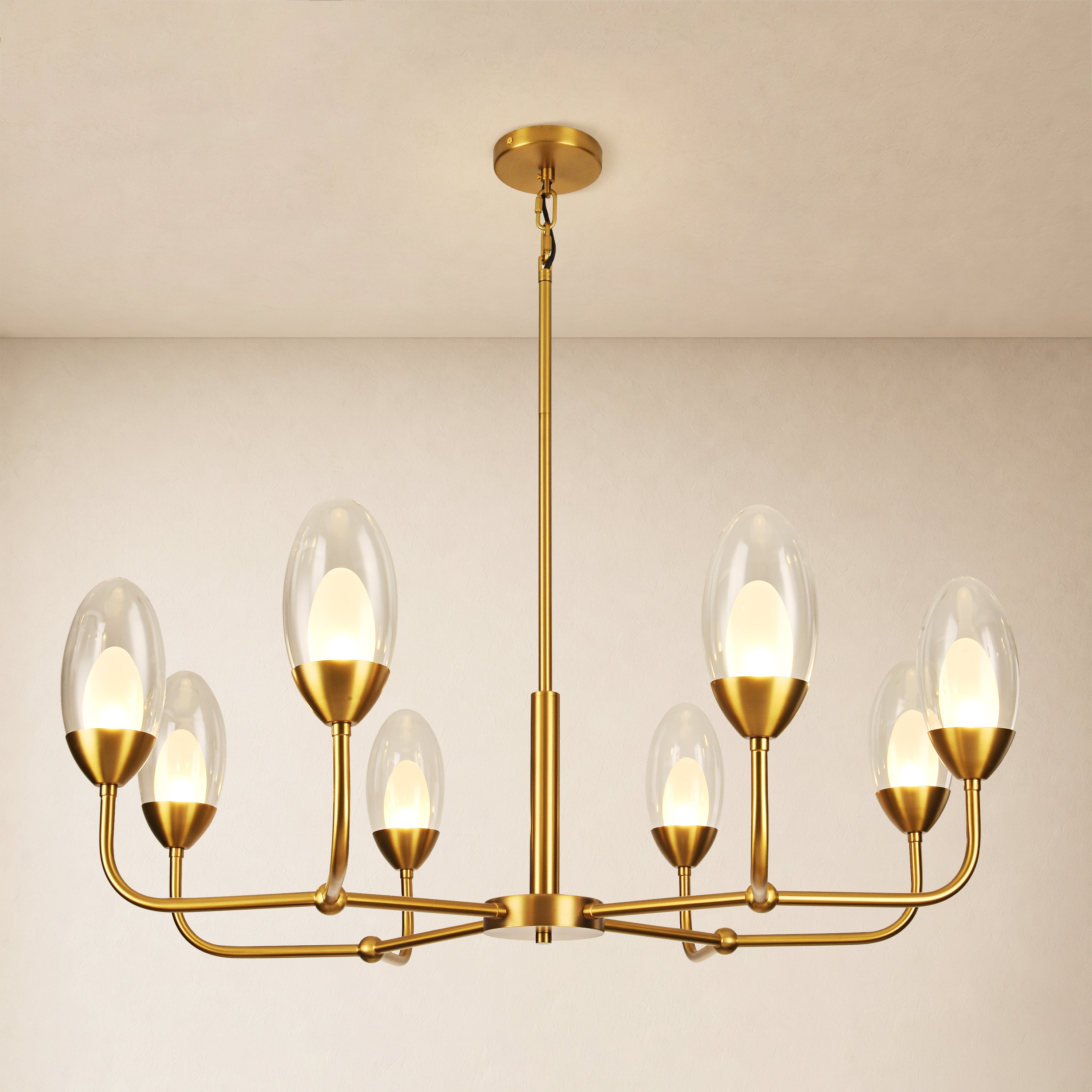Cressa Oval Glass Round Chandelier 37"D#Finish_Gold