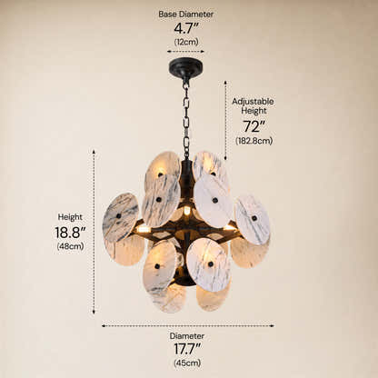Pietra White Ink Marble Pendant 17.7"D